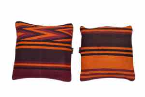 El Dokuması Turuncu Kilim Yastığı