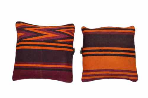 Handwoven Orange Kilim Cushion