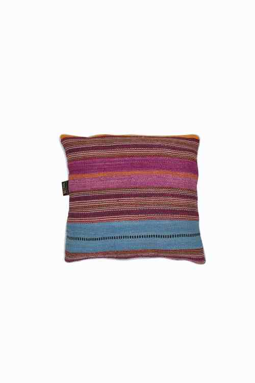 Couvre-coussin en Kilim à Rayures Tissé à la Main