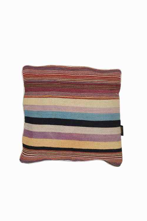 Coussin en Kilim multicolore tissé à la main