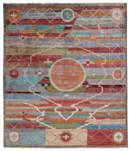 16230-288x250cm Tapis fait à la main Art Déco médaillon