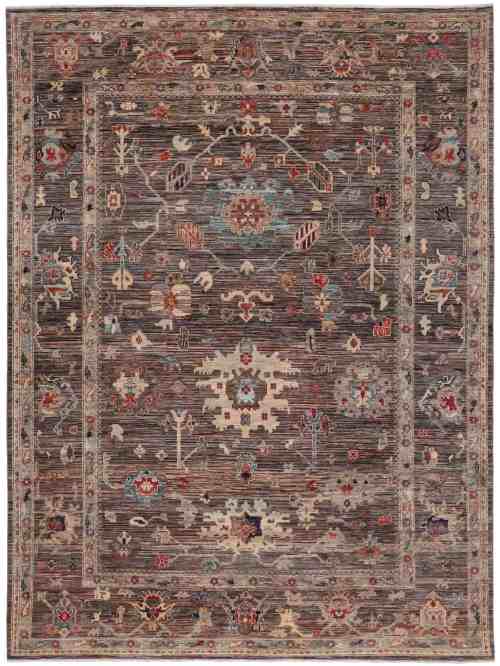 Kraftvoll geknüpfter geometrischer Art Deco afghanischer Wollteppich
