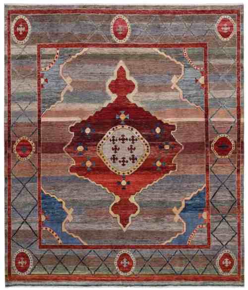 2270-293x250cm Tapis fait main art déco avec médaillon