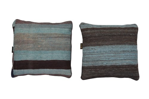 Funda de cojín de kilim afgano auténtico a rayas