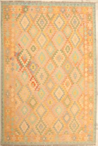 16023-304x200cm2 Handmade Afghan Traditional Kelim Wool Rug