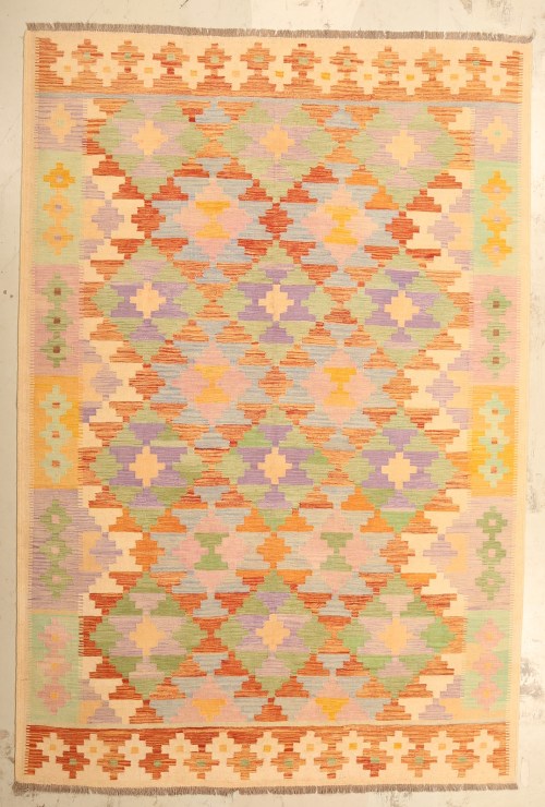 Handmade Geometric Traditional Afghan Kelim Wool Rug