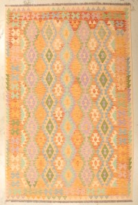 16096-296x192cm1 Handmade Geometric Traditional Afghan Kelim Wool Rug