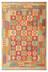 18166-308x207cm Handmade Afghan Traditional Kelim Wool Rug