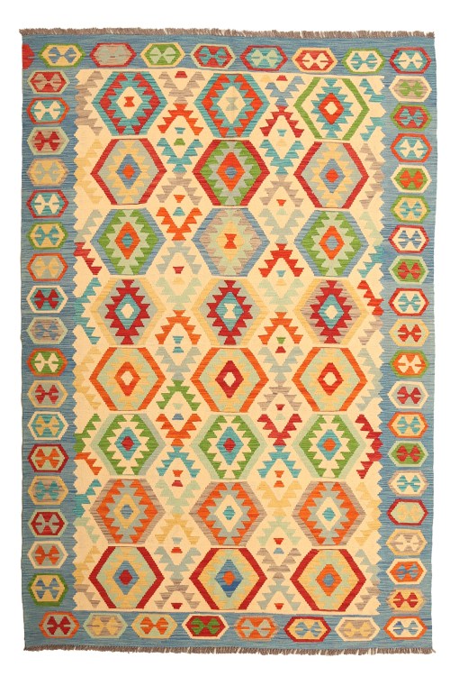 Handmade Geometric Traditional Afghan Kelim Wool Rug