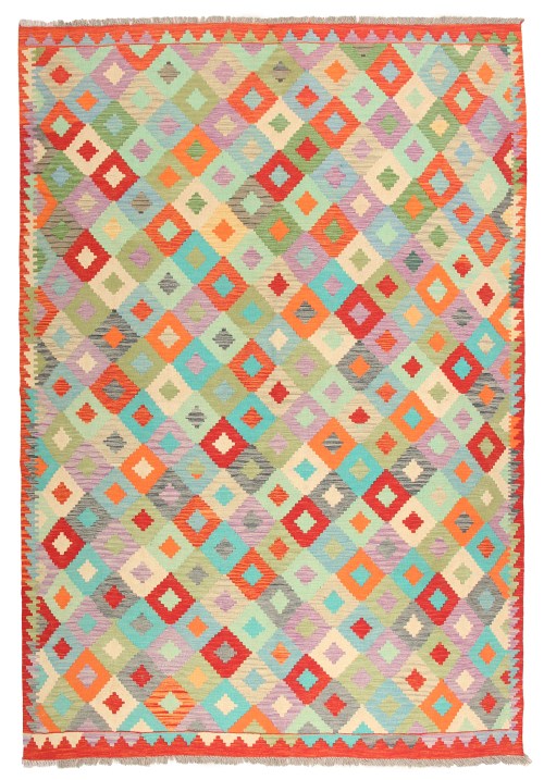 Handmade Geometric Traditional Afghan Kelim Wool Rug