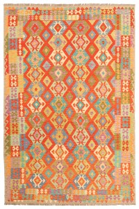 2313-301x201cm Afghan Oriental wool carpet Handmade Kelim Rug