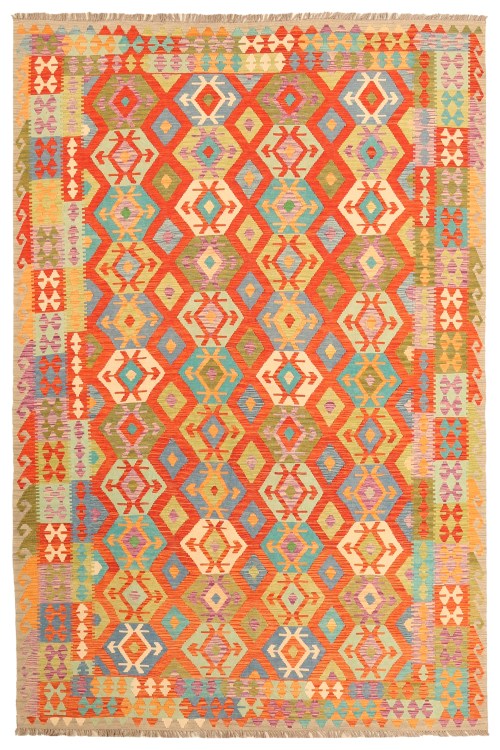 2313-301x201cm Afghan Oriental wool carpet Handmade Kelim Rug