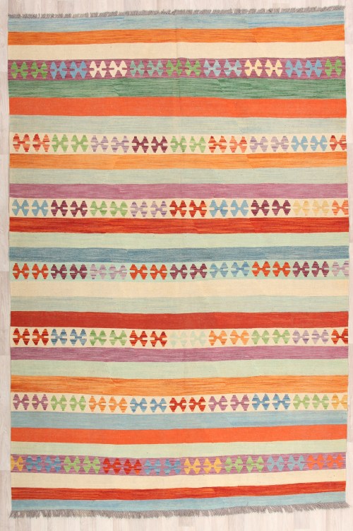 Handmade Geometric Traditional Afghan Kelim Wool Rug