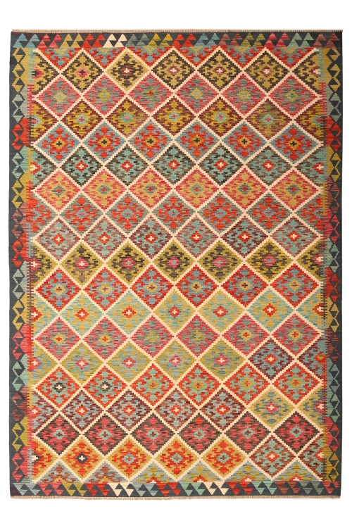 25498-291x207cm Original Handmade Afghan Tribal wool kilim Rug