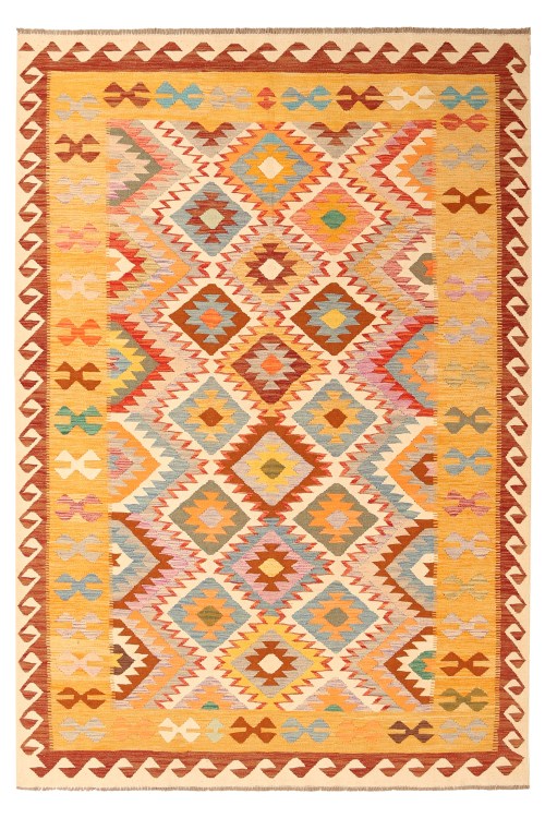 26671-298x200cm Origineel Handgemaakt Afghaans Tribaal wol kilim Tapijt