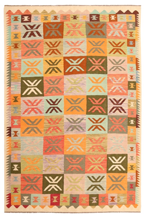 26697-300x199cm Handmade Afghan Traditional Kelim Wool Rug