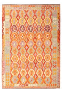 26770-290x200cm Superbe tapis kilim traditionnel en laine Ghazni tissé à la main