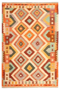 Original handgjord afghansk stam ull kilim matta