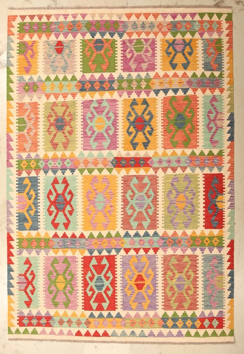 27427-296x201cm1 Origineel Handgemaakt Afghaanse Tribale wol kilim tapijt