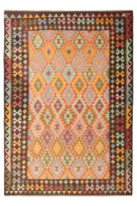 27447-299x206cm Afghan Oriental wool carpet Handmade Kelim Rug