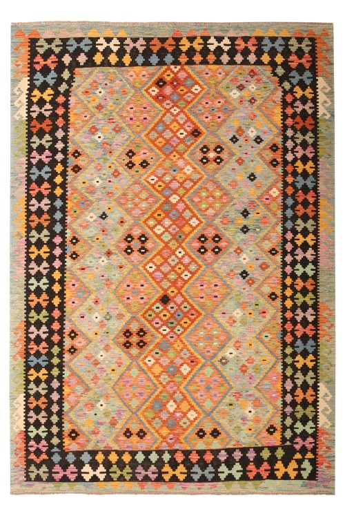 27453-300x206cm Originele Handgemaakte Afghaanse Tribale wol kilim tapijt