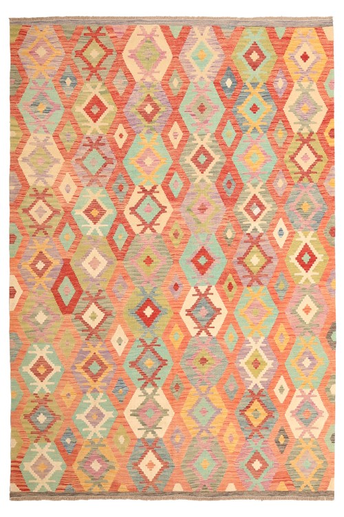 27455-295x200cm Authentiek Traditioneel Stamspecifiek Handgemaakt Wol Kilim Tapijt