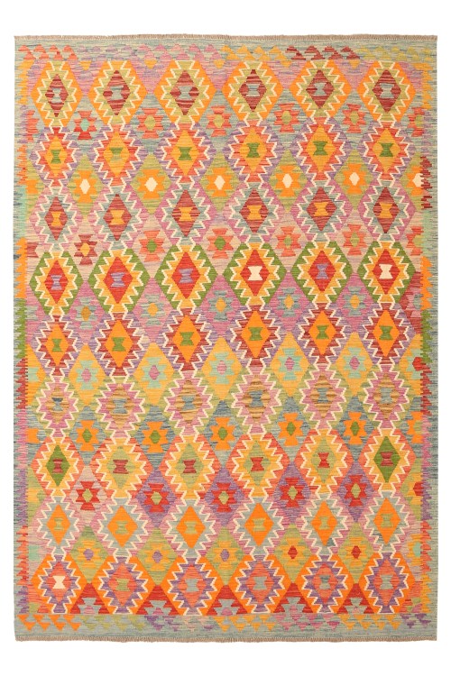 27487-292x203 cm Authentiek Traditioneel Tribaal Handgemaakt Wol Kilim Tapijt