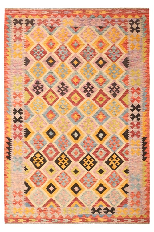 27513-297x200cm Authentiek Traditioneel Tribaal Handgemaakt Wol Kilim Tapijt