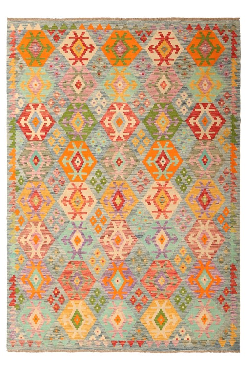 Handgewebter Traditioneller Stammesgeometrischer Flachgewebeteppich
