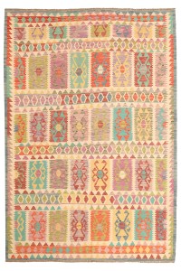 Ægte Traditionel Tribal Håndlavet Uld Kilim Tæppe