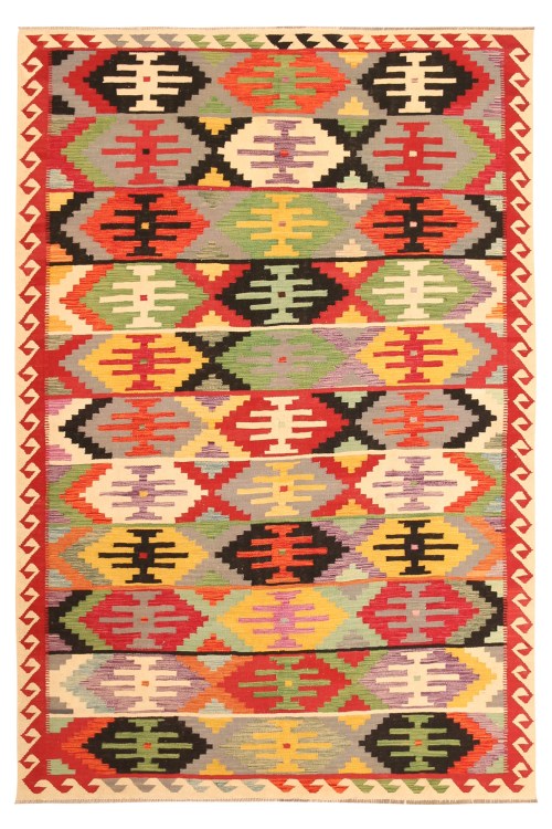 Exclusieve Handgeweven Traditionele Ghazni Wol Kelim Vloerkleed