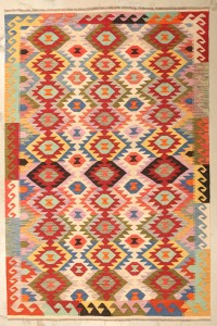 Originalt håndlavet afghansk tribal uld kilim tæppe
