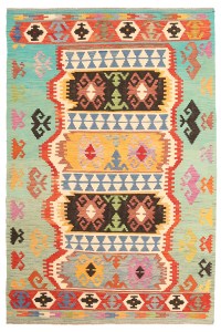 28173-300x198cm Afghanischer orientalischer Wollteppich Handgewebter Kelim-Teppich