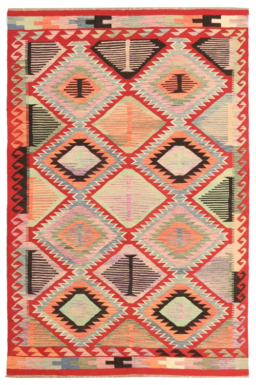 Handmade Geometric Traditional Afghan Kelim Wool Rug