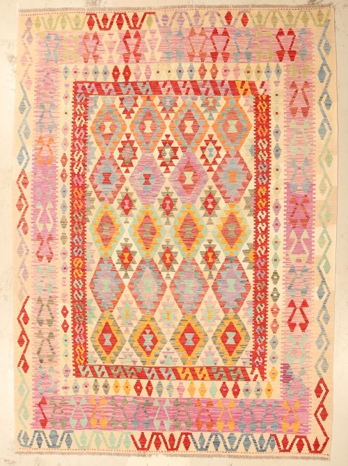28213-296x212cm1 Exklusiv handvävd traditionell Ghazni ull Kelim matta