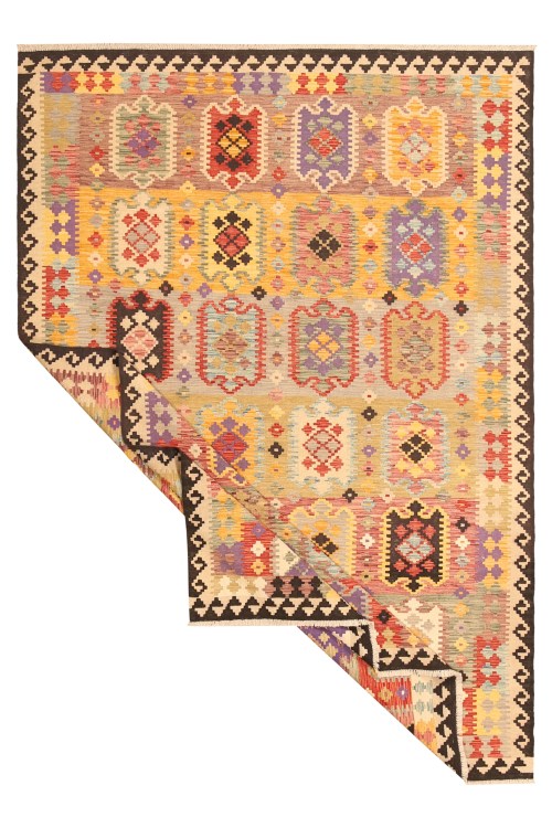 31019-289x202cm Authentiek Traditioneel Tribaal Handgemaakt Wol Kilim Tapijt