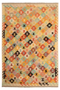 Alfombra de lana Kilim tradicional afgana vibrante tejida a mano