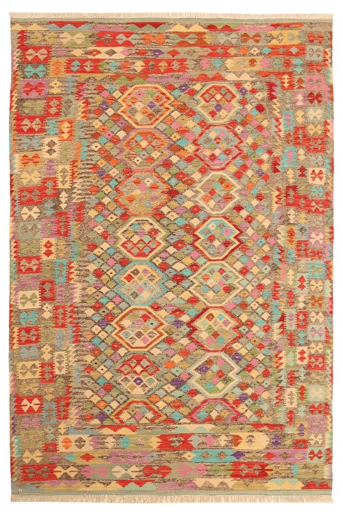 7483-290x198 cm Beautiful Tapijt Handgeweven Kelim Wol Oosters tapijt