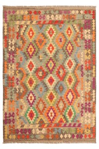 8132-286x199 cm Exclusive Handwoven Traditional Ghazni Wool Kelim Rug