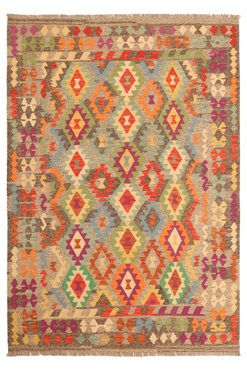 Exclusief Handgeweven Traditionele Ghazni Wol Kelim Tapijt