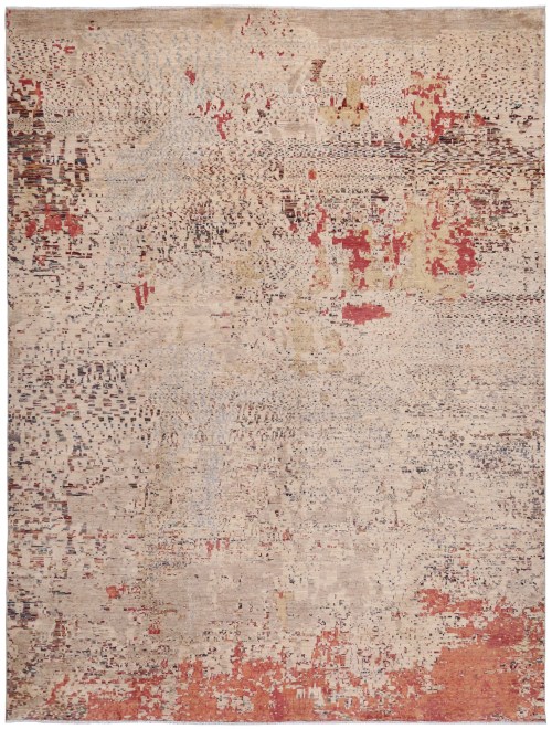 Hand-Knotted Afghan Abstract Art Deco Rug