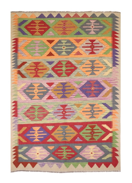 30509 208×148 (1) Traditional Handmade Tribal Gazni Wool Rug Kelim Carpet