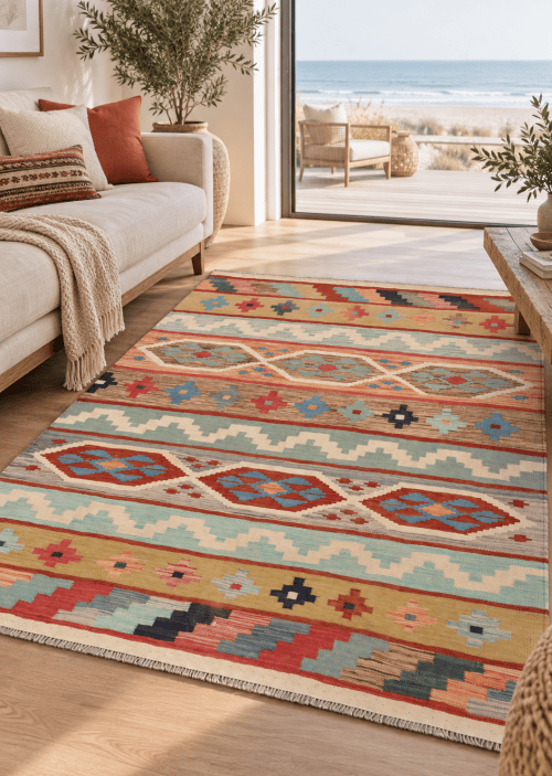 Traditional Handmade Tribal Gazni Wool Rug Kelim Carpet